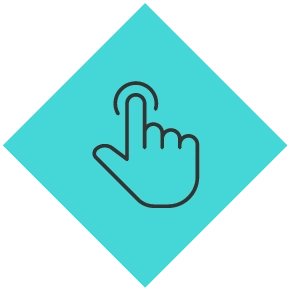 Illustration of a blue diamond with a finger touch icon